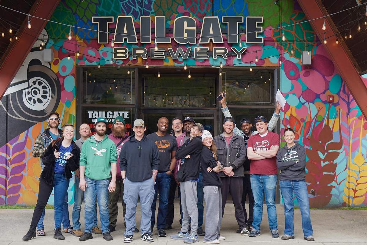 Tailgate Brewery with staff