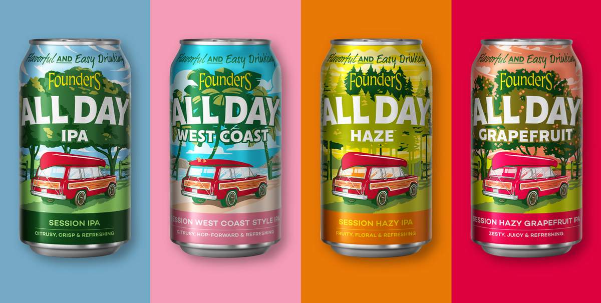 All day IPA rebrand cans variety