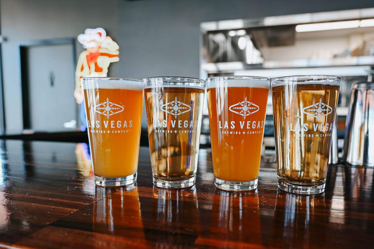 Las Vegas Brewing Co. beers on bar 