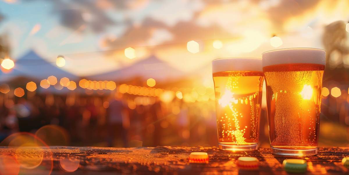 beer festival outdoor beer on a bar with fest in background