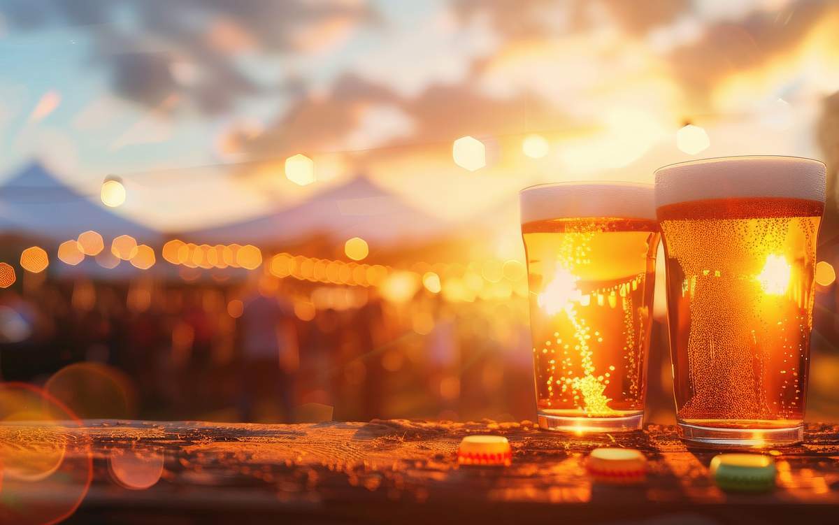 beer festival outdoor beer on a bar with fest in background