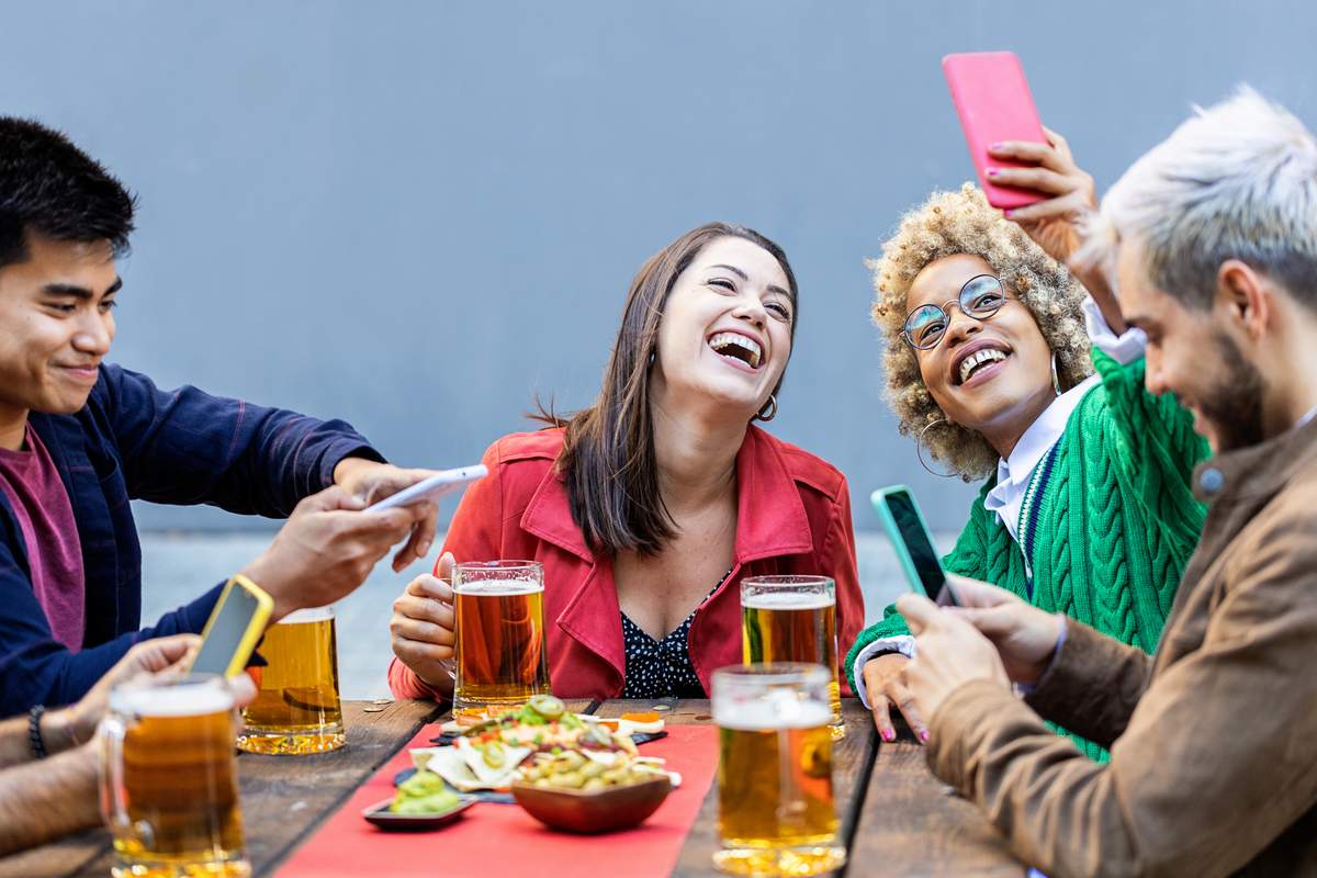 girl friends at a bar day drinking party craft brewery group 