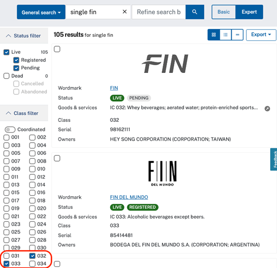 USPTO Search. related goods search