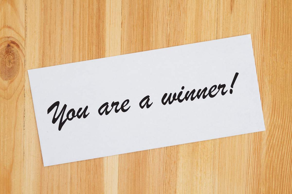 envelope that says  You are a winner!