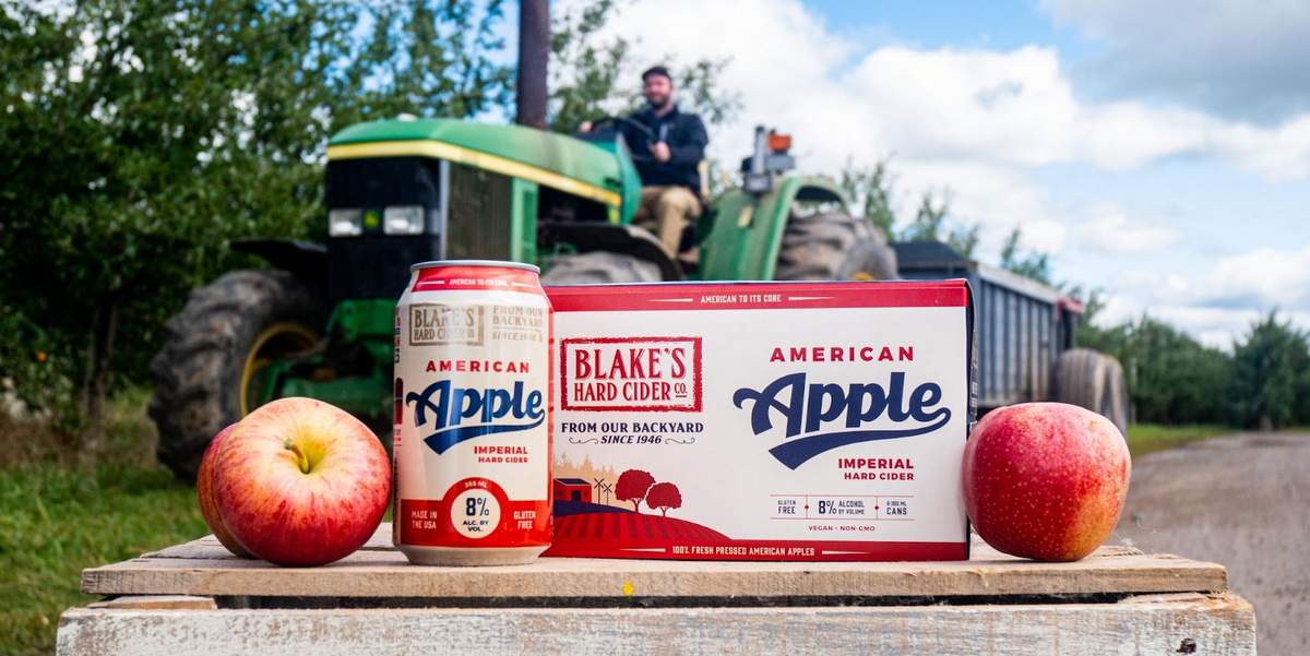 Blake's Hard Cider American Apple Imperial Hard Cider with tractor in background