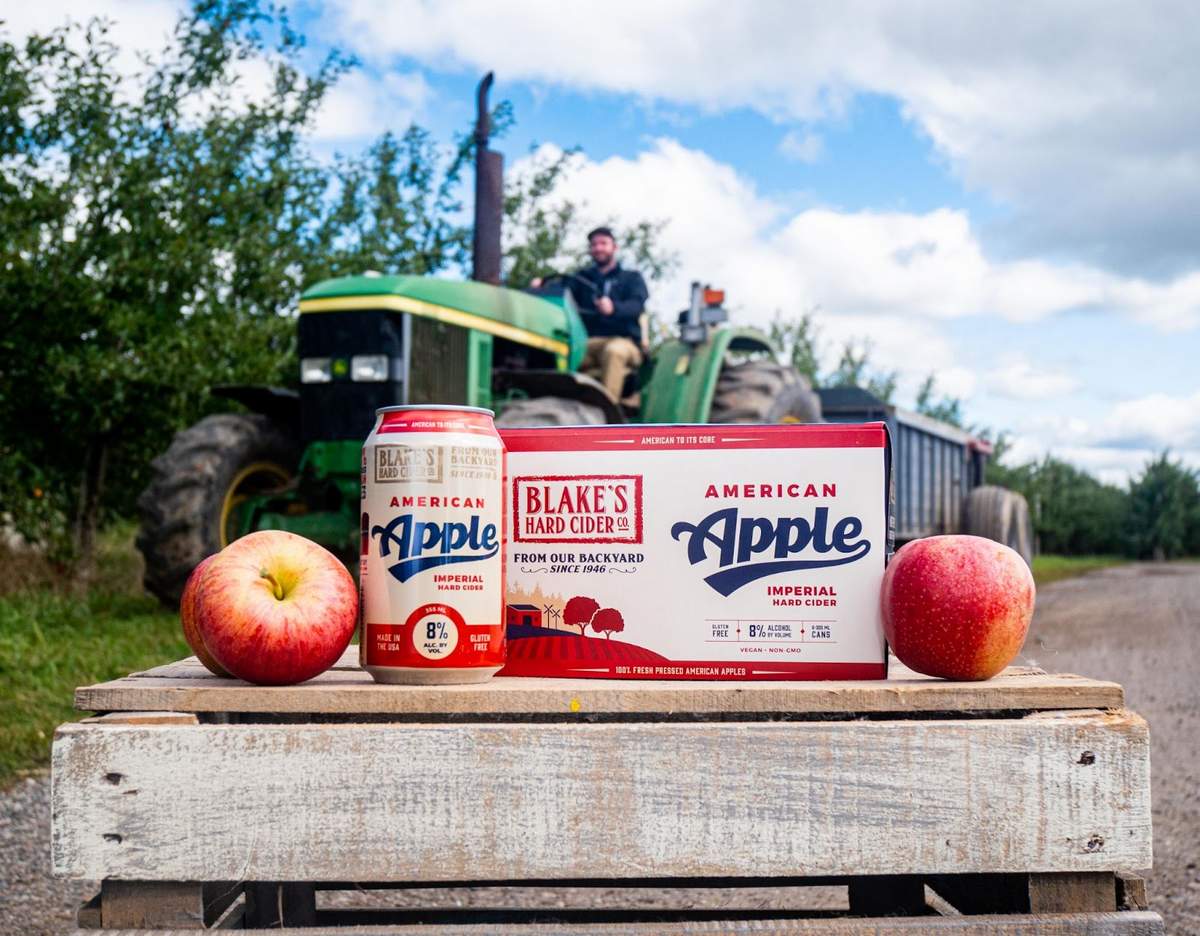 Blake's Hard Cider American Apple Imperial Hard Cider with tractor in background