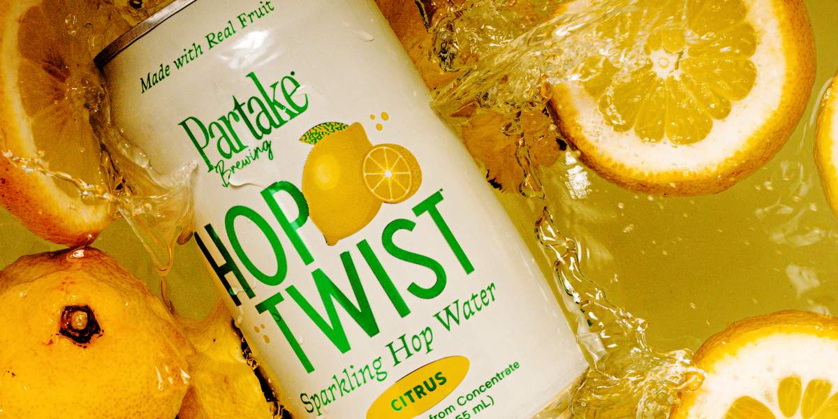 Partake Brewing Hop Twist in can in lemon water